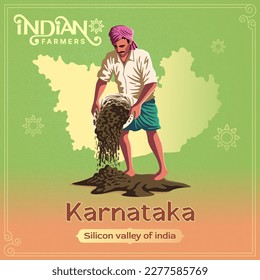 Karnataka Farmer - A Vibrant Vector Illustration Depicting the Resilience and Hard Work of Indian Agriculture