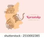 Karnataka Formation Day greeting design template with various vector illustrations.