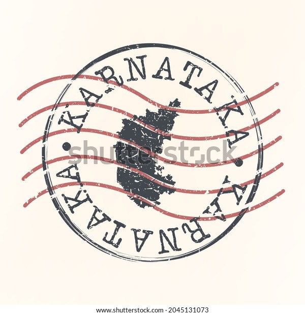 Karnataka India Stamp Map Postal Silhouette Stock Vector (Royalty Free