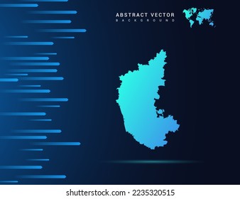 Karnataka map with abstract blue background technology.