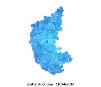 Karnataka Map - Abstract geometric rumpled triangular low poly style gradient graphic on white background , line dots polygonal design for your . Vector illustration eps 10.