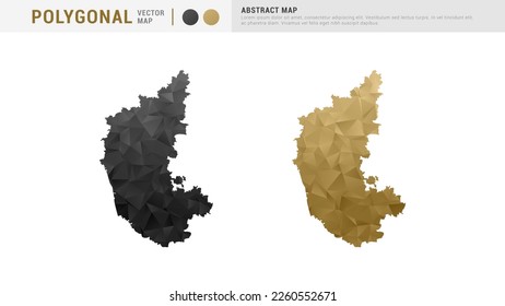 Karnataka Karte von abstraktem Gold und schwarzen Vektorpolygon Set Paar.