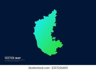 Karnataka map of abstract gradient green blue concept with technology light effect vector.