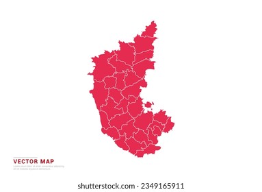 Mapa de Karnataka - estilo abstracto rojo aislado en fondo blanco para infografía, vector de diseño.