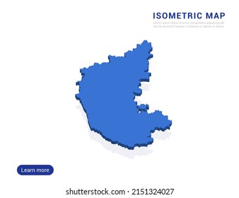 Karnataka Karte blau einzeln auf weißem Hintergrund mit 3D-isometrischer Vektorgrafik.