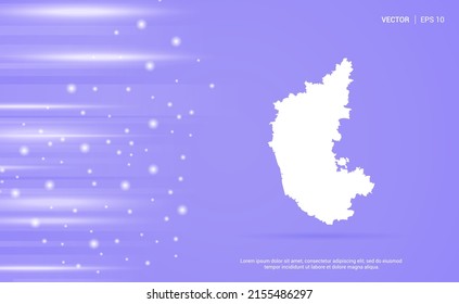 Mapa de Karnataka aislado sobre fondo morado. Ilustración vectorial.