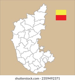 Esquema del mapa de Karnataka con Puneet Rajkumar. Celebración de Karnataka rajyotsava. Ilustración vectorial de la bandera de Karnatak