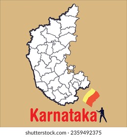 Karnataka map outline with Puneet Rajkumar. Karnataka rajyotsava celebration. Karnatak flag vector illustration