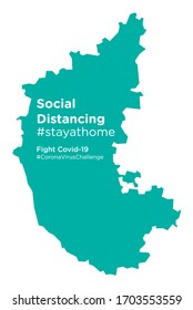 Karnataka map with Social Distancing stayathome tag