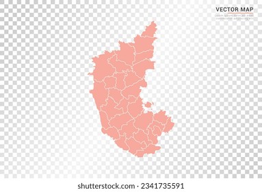 Karnataka map vector orange color on transparent background.