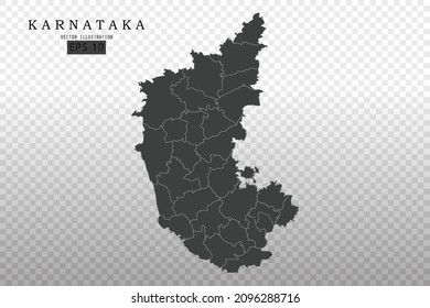 Karnataka Map - World Map International vector template with High detailed including black and grey outline color isolated on transparent background - Vector illustration eps 10