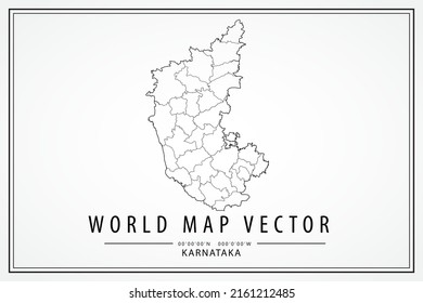 Karnataka Map - World Map International vector template with High detailed thin black line and outline graphic sketch style isolated on white background - Vector illustration eps 10