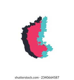 Mapa de Karnataka - Mapa mundial de la plantilla de vector internacional. Ilustración vectorial de silueta de la región de la India