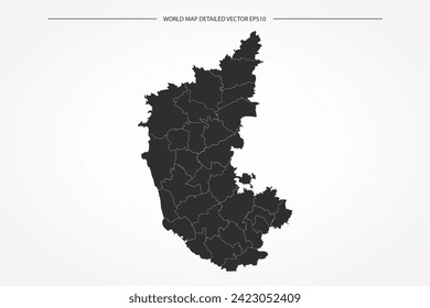 Karnataka Map - World Map International vector template with High detailed with black and white outline color isolated on white background - Vector illustration eps 10