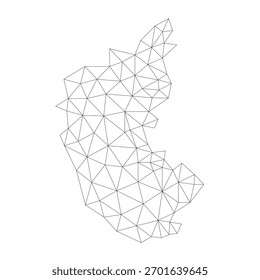 Karnataka Estado de la India en malla de red Diseño de mapa poligonal bajo