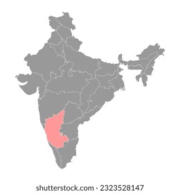 Mapa estatal de Karnataka, división administrativa de la India. Ilustración vectorial.