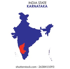 Karnataka state map of India. Karnataka map vector illustration. Karnataka vector map on white background.