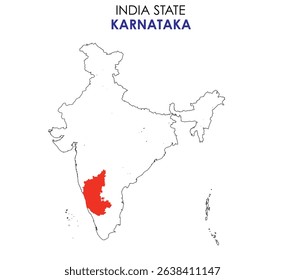 Karnataka state map of India. Karnataka map vector illustration. Karnataka vector map on white background.