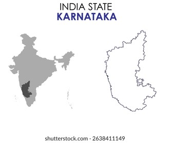 Karnataka state map of India. Karnataka map vector illustration. Karnataka vector map on white background.