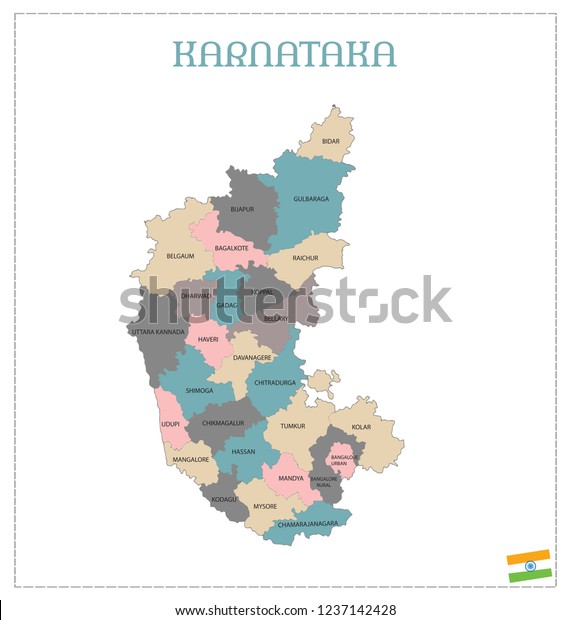 Karnataka Vector Map Stock Vector (Royalty Free) 1237142428