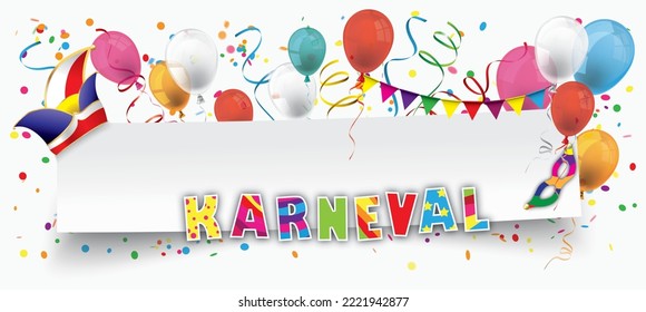 Karneval Empty Paper Banner Balloons Jesters Cap