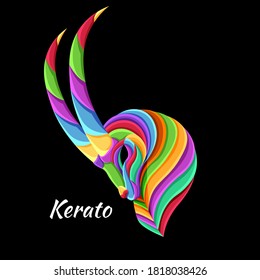 karoto or horned deer character illustration with colorful drawing or wpap style. for printing t-shirts, poster and mechandise. vector popart eps10. modern and fresh decoration.