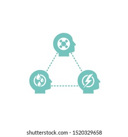Karpman drama triangle scheme. Social model of human interaction between people in conflict. Psychology transactional analysis icon isolated on white.  persecutor, victim, and rescuer. 