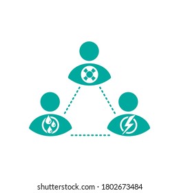 Karpman drama triangle scheme. Social model of human interaction between people in conflict. Psychology transactional analysis icon isolated on white.  persecutor, victim, and rescuer. 