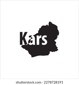 Mapa de kars y diseño de letras negras sobre fondo blanco
