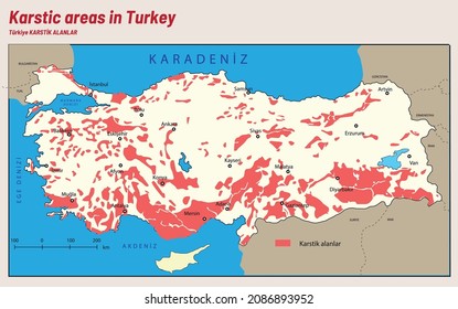 Karst Areas Map In Turkey