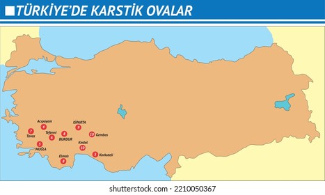 Karst plains in Turkey (Geographic Maps)Coğrafya Haritaları, Türkiye, Türkiye Coğrafya, Ovalar, Dağlar, Platolar, Rüzgarlar, Madenler, Karstik Ovalar, Türkiyede Karstik Ovalar, Harita