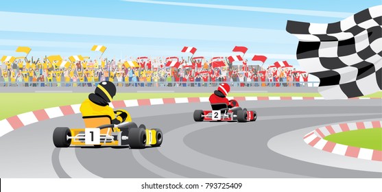 Kart crossing. Vector illustration