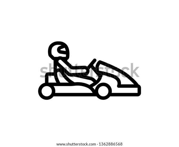 Kart with driver in helmet. Auto racing,
motorsports,automobile concept. Open-wheel motorsport car, go-kart
icon. Vector illustration eps10 on white background. For your
design and business. - Vector
