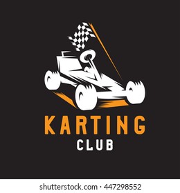 kart with finish flag vector design template