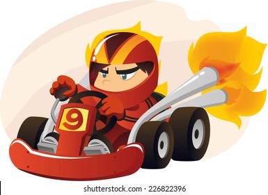 kart going at super speed cartoon illustration