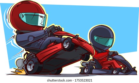Kart Racers. Kart Racing. Vector Illustration isolated on white