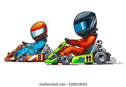 Kart Racing cartoon illustration