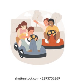 Kart racing isolated cartoon vector illustration  Leisure time  hanging out and friends  teenagers in amusement park  teen socialization  riding small car  laughing together vector cartoon 