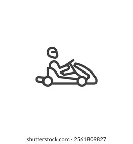 Kart Racing line icon. linear style sign for mobile concept and web design. Go-kart racing outline vector icon. Symbol, logo illustration. Vector graphics