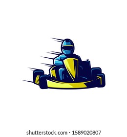 kart racing logo illustration and gaming logo