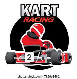 Kart racing, logo illustration on a white background
