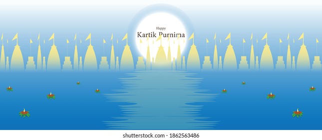 Kartik Purnima vector illustration, November 30.