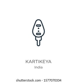 Kartikeya icon. Thin linear kartikeya outline icon isolated on white background from india collection. Line vector sign, symbol for web and mobile