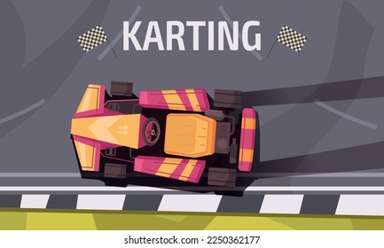 Karting cartoon concept with racing auto on track vector illustration