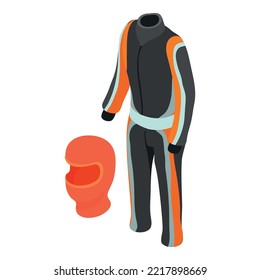 Karting clothing icon isometric vector. Racing suit and karting balaclava icon. Sport and active recreation concept