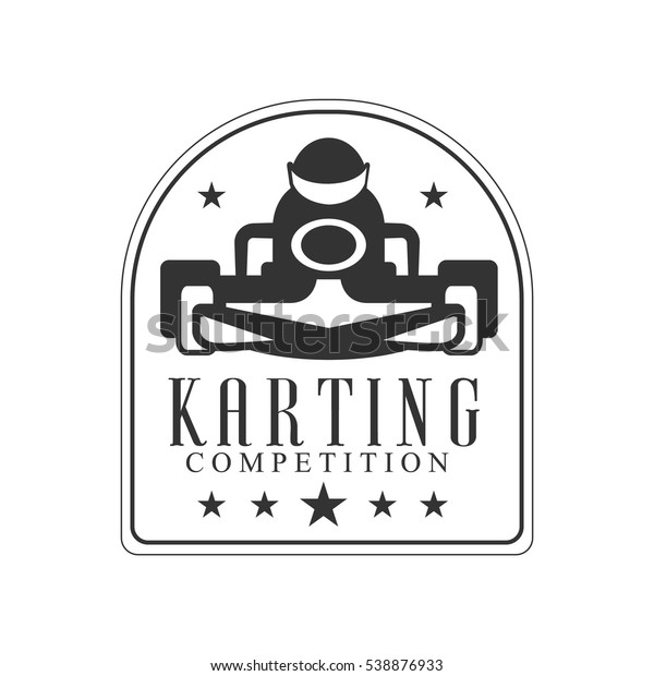 Karting Club Race Black And White Logo Design\
Template With Rider In Kart\
Silhouette