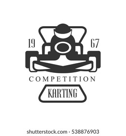 Karting Club Racing Competition Black And White Logo Design Template With Rider In Kart Silhouette