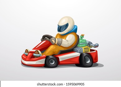 karting with driver on white