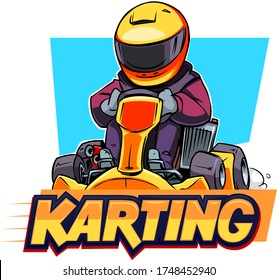 Karting Illustration isolated on white background. Kart racer