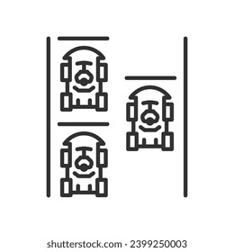 Karting, linear icon. Go-kart car at the start, top view. Line with editable stroke